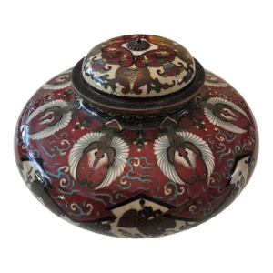 Antique Museum Enamel Cloisonne Peacock Urn