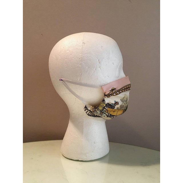1960s Hermes Vintage Handmade La Promenade De Longchamps Silk Scarf Surgical Face Mask For Sale - Image 5 of 7