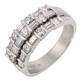 Mid 20th Century Tiffany & Co. 1.60 Carat Diamond Platinum Band Ring, Size 6 For Sale