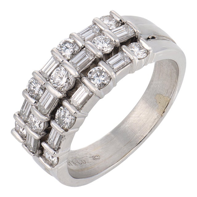 Mid 20th Century Tiffany & Co. 1.60 Carat Diamond Platinum Band Ring, Size 6 For Sale