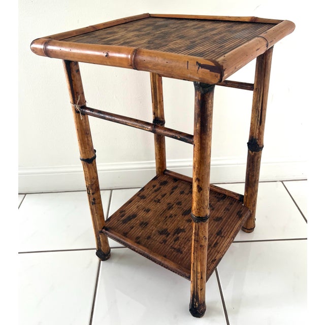 Thick Bamboo two tier side table.