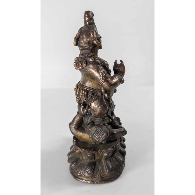 17th or 18th Century Chinese Sino-Tibetan Gilt Bronze Buddhist Makala Faced Deity Figure For Sale In New York - Image 6 of 18