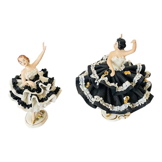 20 Th Century Capodimonte Dresden Balerinas Lace Porcelain For Sale