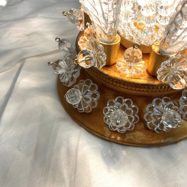 Small Lead Cystal Flower Flush Fixture For Sale In West Palm - Image 6 of 9
