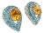 Pear Shape Citrine and Blue Topaz Stud Earrings in 925 Silver, 2 Pieces For Sale