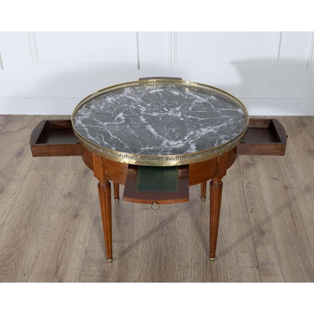 Gray French Louis XVI-Style Mahogany Bouillotte Table with Marble Top, Early 20th Cen For Sale - Image 8 of 8
