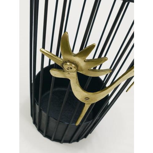 Black Mid-Century Brass Rooster Umbrella Stand by Walter Bosse for Herta Baller, 1950s For Sale - Image 8 of 11