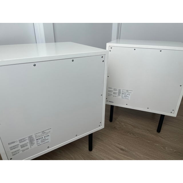 White Set of 2 West Elm Quinn Nightstands For Sale - Image 8 of 9