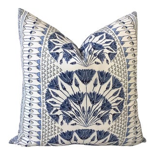 Thibaut “Cairo” in Blue Plush Down-Filled Lumbar Pillow 12" x 20" - Single For Sale