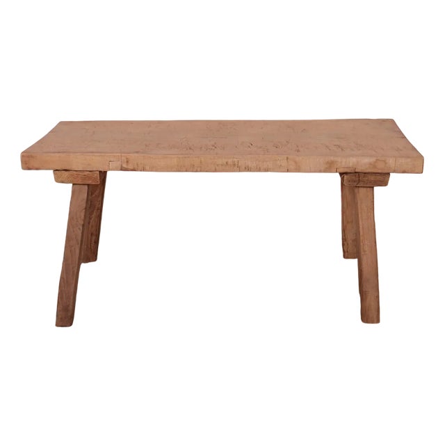 French Sycamore and Elm Trestle Table For Sale