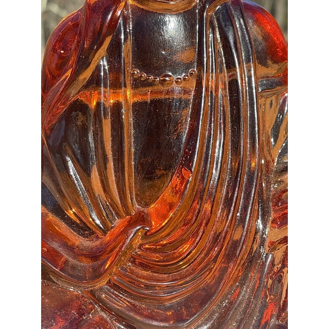 Rare Large Cambridge Amber Glass Buddha Bookend Figurine Art Deco Antique For Sale - Image 11 of 12
