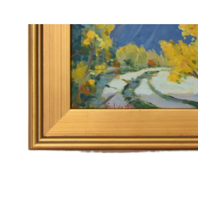 Lavender Silvio Silvestri, Listed Artists Mountain Landscape Oil Painting Including the Antiqued Gold Frame For Sale - Image 8 of 12