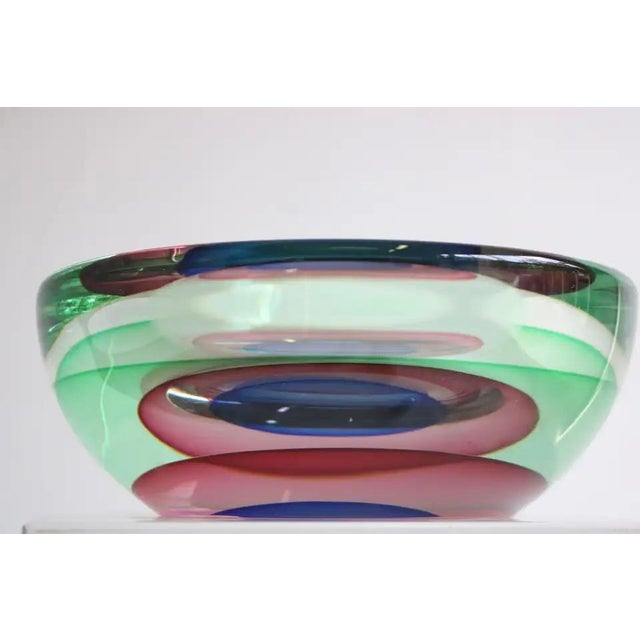 Mid-Century Italian Sommerso Murano Glass Bowl by Luigi Onesto, 1960 For Sale - Image 9 of 12