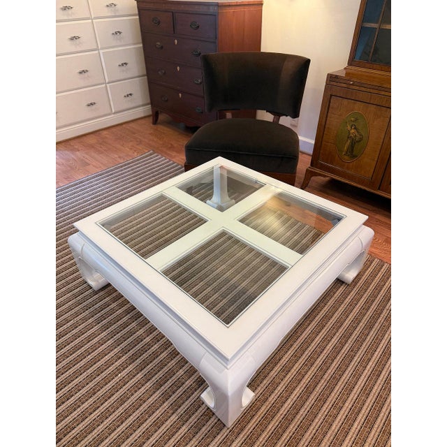 Paint Mid 20th Century Chinoiserie Style White Lacquer Coffee Table For Sale - Image 7 of 10