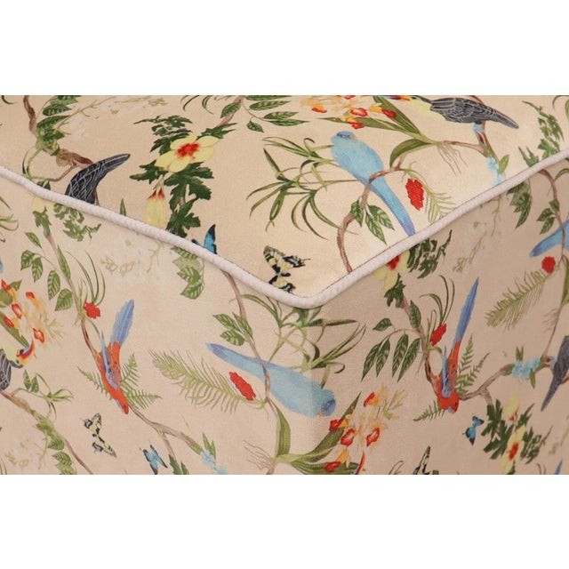 Wood Shabby Chic Handmade Italian Velvet Upholstered Ottoman For Sale - Image 7 of 10