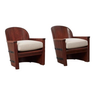 Pair of 1930s Barrel Chairs Attributed to Axel Einar Hjorth For Sale