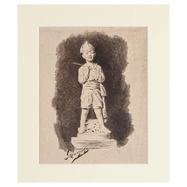 Marzichi, The Toy Soldier, Ink and Watercolor, Early 20th Century For Sale
