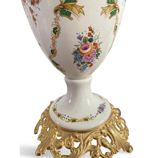 English Porcelain and Brass Lamp, 1950s For Sale - Image 12 of 15