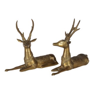 1970s Bronze Deer Sculptures - A Pair