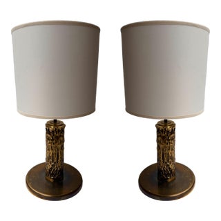Pair of Brass Sculpture Lamps by Angelo Brotto for Esperia Italy, 1980s For Sale