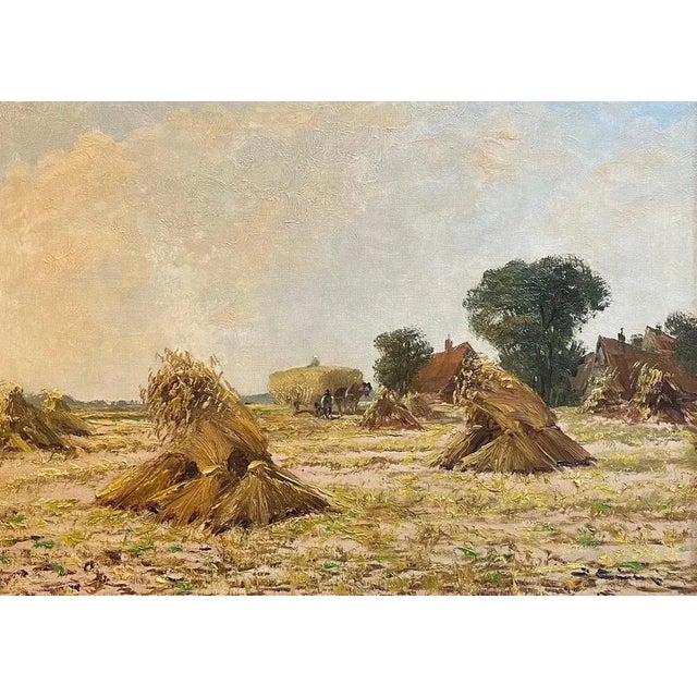 Unknown Artist, Hayfield, Oil on Canvas For Sale - Image 12 of 12