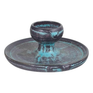 Stoneware Candlestick with Green and Black Glaze by Svend Hammershøi for Kähler, 1930s For Sale