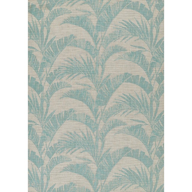Momeni Contemporary Indoor/Outdoor Riviera Palm Rug in Aqua, 5'3" x 7' For Sale