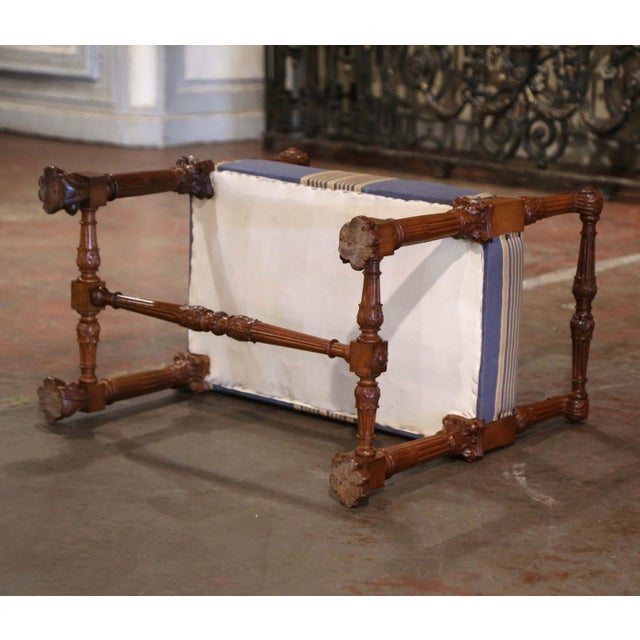 Mid 20th Century Mid-Century Italian Renaissance Revival Carved Walnut Vanity or Piano Bench For Sale In Dallas - Image 6 of 6