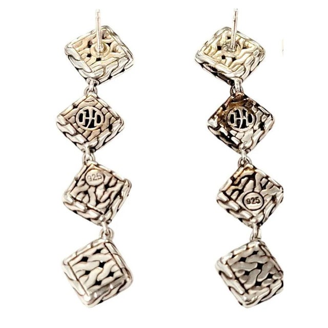 Metal Late 20th Century John Hardy Estate Palu Hammered Drop Earrings 2" Silver, A Pair For Sale - Image 7 of 12