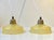 Vintage Art Deco Brass and Striped Yellow Glass Pendant Lamps from Lyfa, 1940s, Set of 2 For Sale - Image 13 of 13