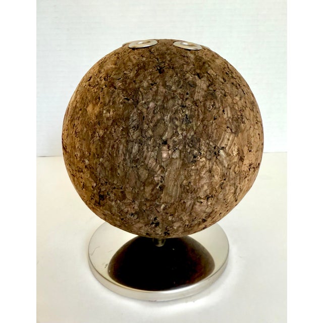 Mid-Century Modern Cork Sphere Pen & Pencil Holder With Chrome Base For Sale - Image 4 of 9