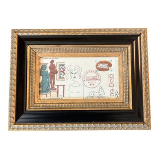 Contemporary Original Judy Henn Abstract Ink Drawing/Collage “First Day as a Sculptor “ Framed For Sale