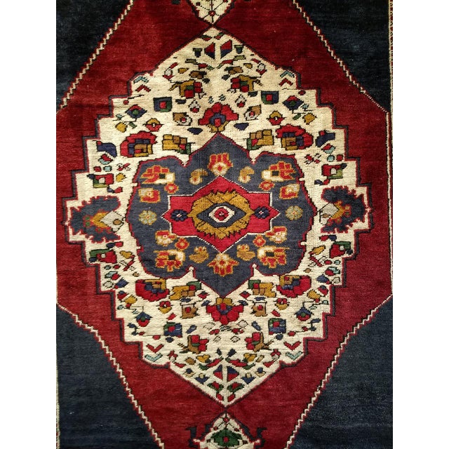 Vintage Turkish Oushak Area Rug, Hand-Knotted Geometric, Navy & Red, 6' x 9' For Sale - Image 11 of 17