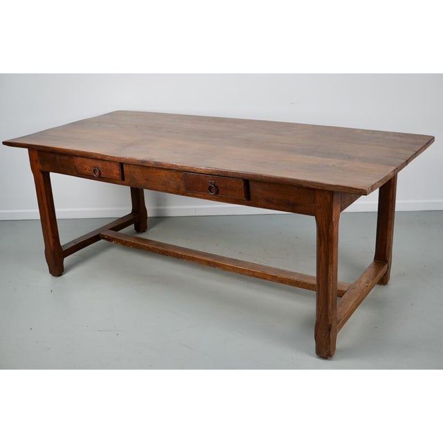 Early 20th Century French Rustic Oak & Elm Farmhouse Dining Table, 1890s For Sale - Image 9 of 18