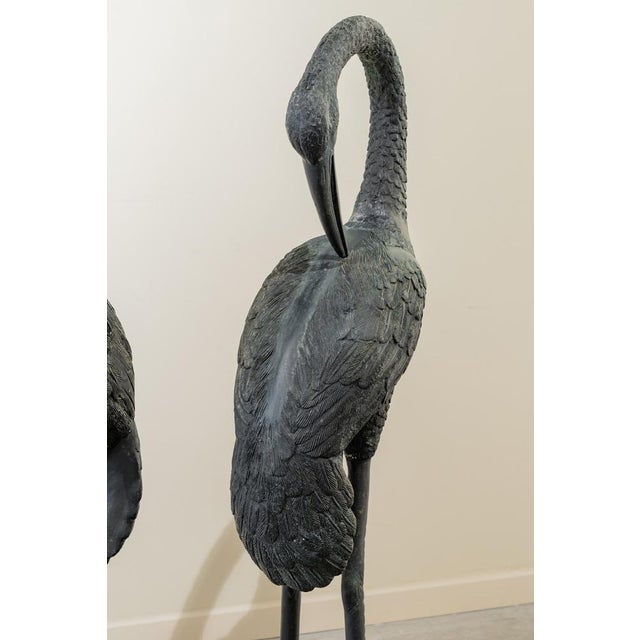Unknown, Large Herons, 1950s, Bronze, Set of 2 For Sale - Image 4 of 10