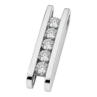 14k White Gold Five Diamond Scissor Pendant For Sale