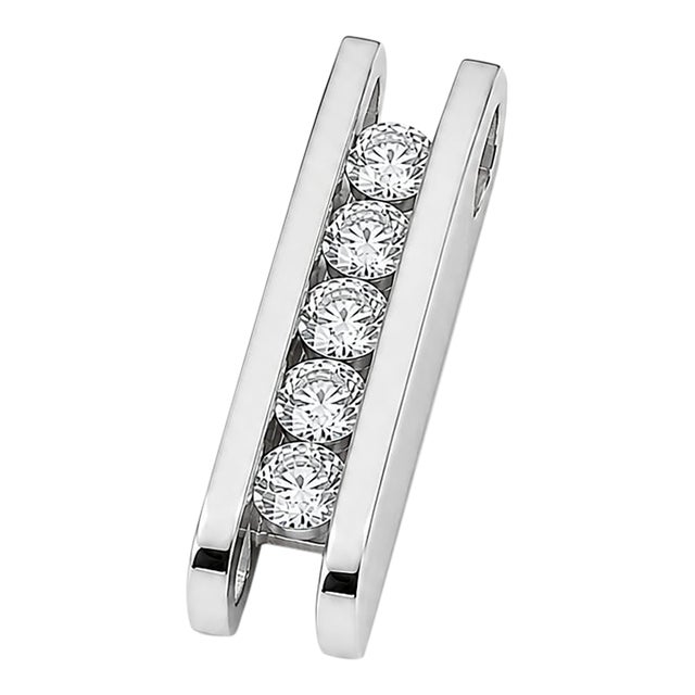 14k White Gold Five Diamond Scissor Pendant For Sale