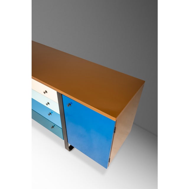 Restored Mid-Century Modern Sled-Based Credenza a Fusion of Inspiration After George Nelson and Finn Juhl, Usa, C. 1960s For Sale - Image 12 of 18