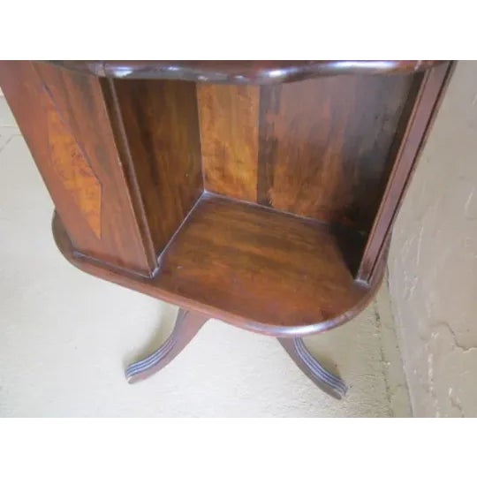 Vintage Wood Swivel Side Accent Table Dark Tone Color Wood From 1950s