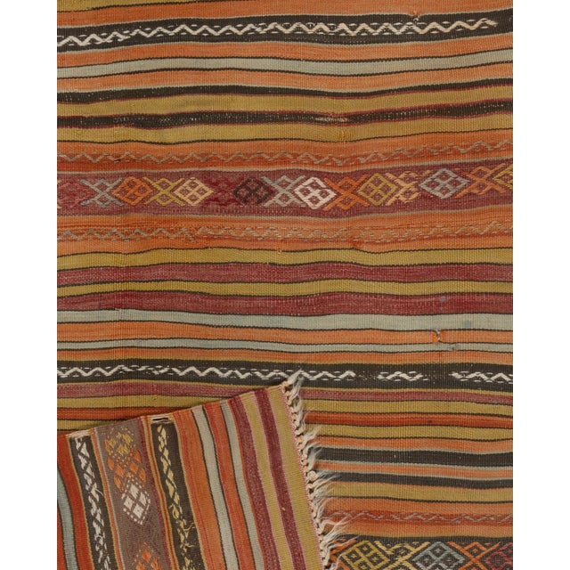 Red Distressed Turkish Kilim Area Rug 4ft 2in X 5ft 7in For Sale - Image 4 of 5
