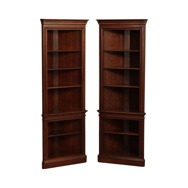 Traditional Cherry Corner Open Bookcases A Pair Chairish