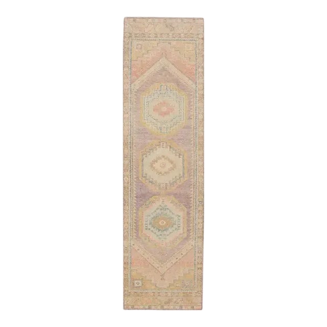 Turkish Oushak Rug Oriental Handwoven Rug 3' X 10'5" For Sale