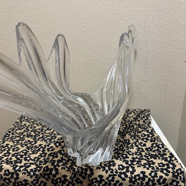 Art Vannes Vintage Art Vannes France Crystal Swirl Splash Wing Centerpiece Bowl For Sale - Image 4 of 6