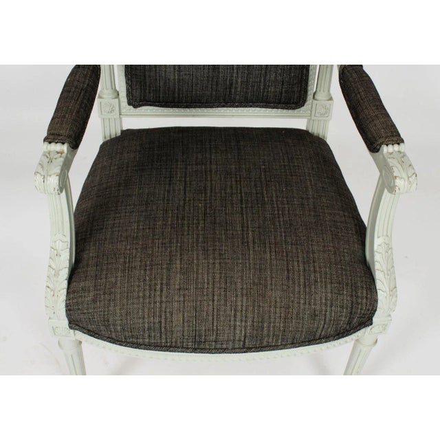 Vintage Louis XVI Revival Blue Grey Painted Dining Chairs, 1950s, Set of 10 For Sale - Image 14 of 18