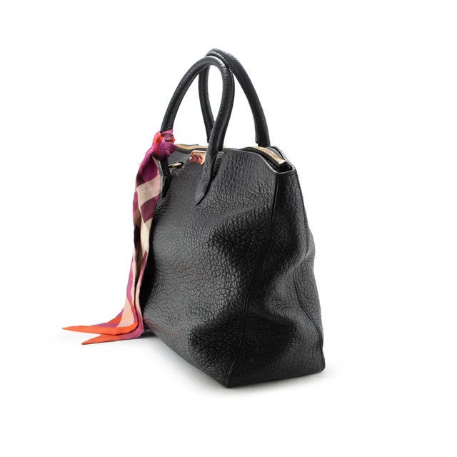 Burberry Burberry Dewsbury Medium Black Heritage Grain Leather Tote Bag For Sale - Image 4 of 13