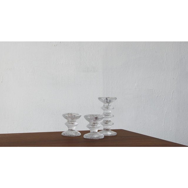 Vintage Candlesticks in Glass by Timo Sarpaneva for Iittala, 1960s, Set of 3 For Sale - Image 5 of 6