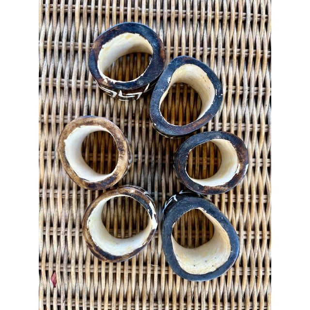 Batik Cow Bone Napkin Rings- Set of 6 For Sale - Image 10 of 10
