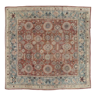 Antique Oushak Carpet, Red Carpet, Handmade Carpet, Turkish Carpet, Brown, Green For Sale