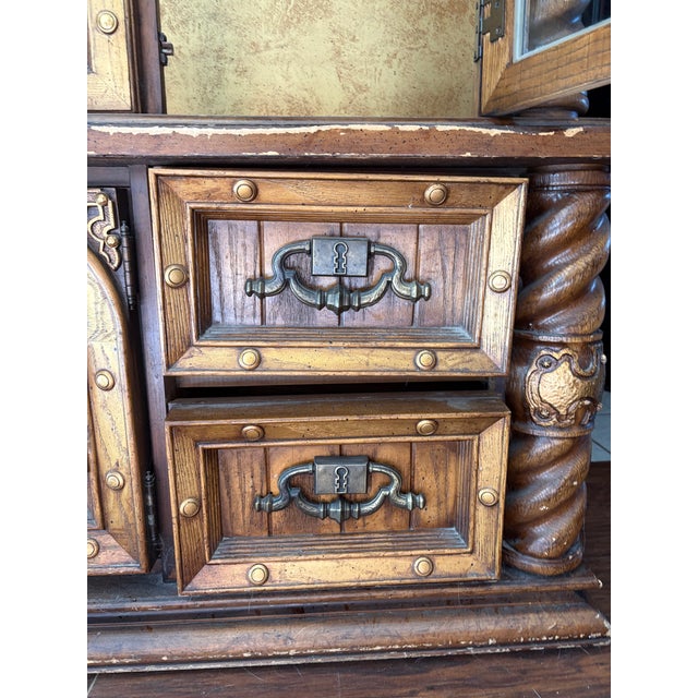 1960s Spanish Revival/Mediterranean Style Vintage China Cabinet For Sale - Image 10 of 11