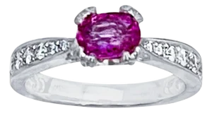 1 Ct Natural Pink Sapphire & 1.25 Ct Diamond Ring in Platinum
